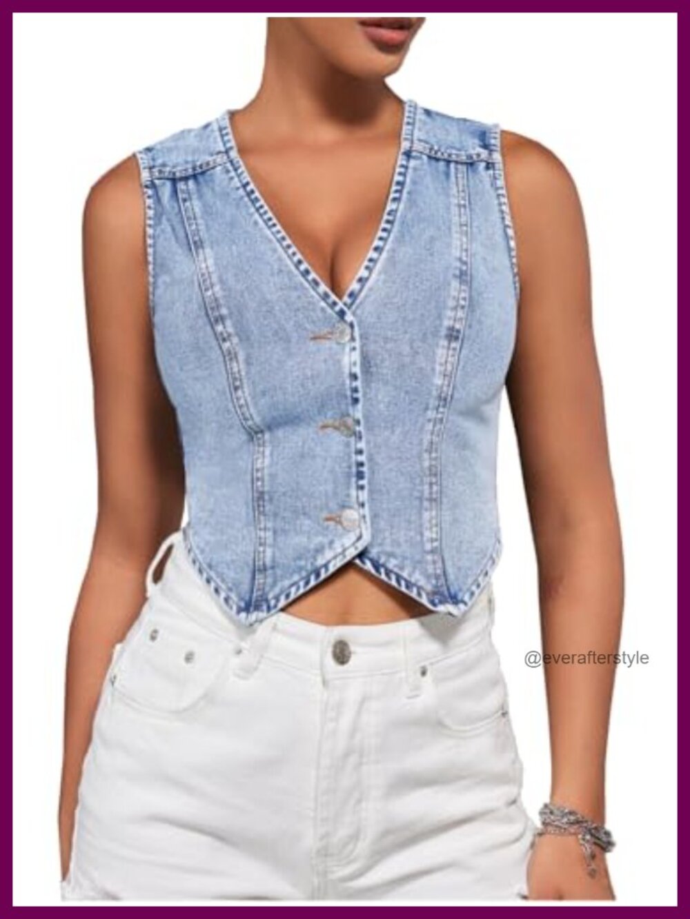 Sleeveless Button Down Jean Vest Y2K Cropped Western Top